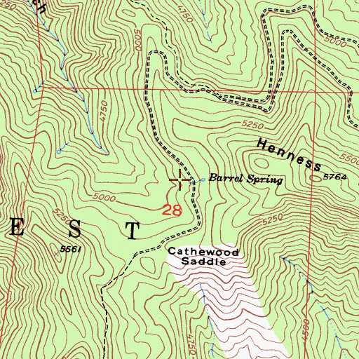 Topographic Map of Barrel Spring, CA