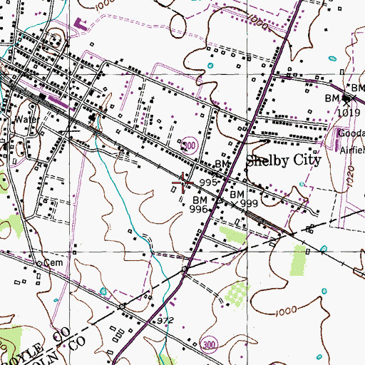Topographic Map of Shelby City Railroad Station (historical), KY
