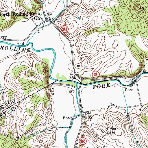 Topographic Map of Spragens Post Office (historical), KY