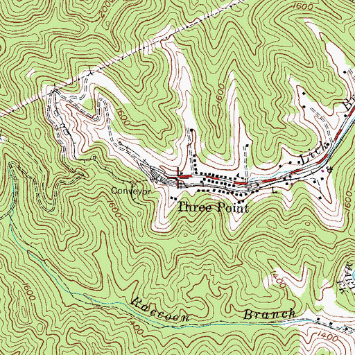 Topographic Map of Coalville Railroad Station (historical), KY
