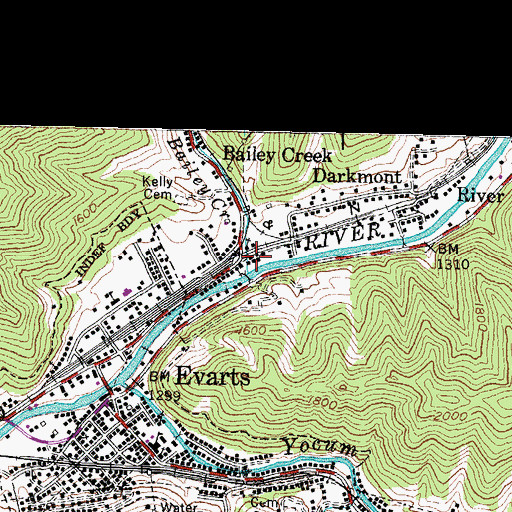 Topographic Map of Bailey Post Office (historical), KY