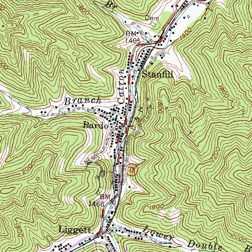 Topographic Map of Bardo Post Office (historical), KY