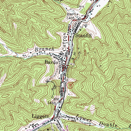 Topographic Map of Bardo Railroad Station (historical), KY