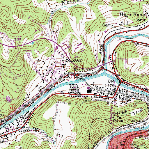 Topographic Map of Baxter Railroad Station (historical), KY