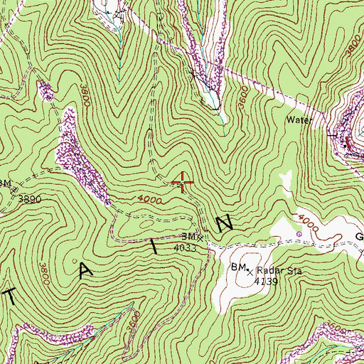 Topographic Map of Big Black Mountain Lookout Tower, KY