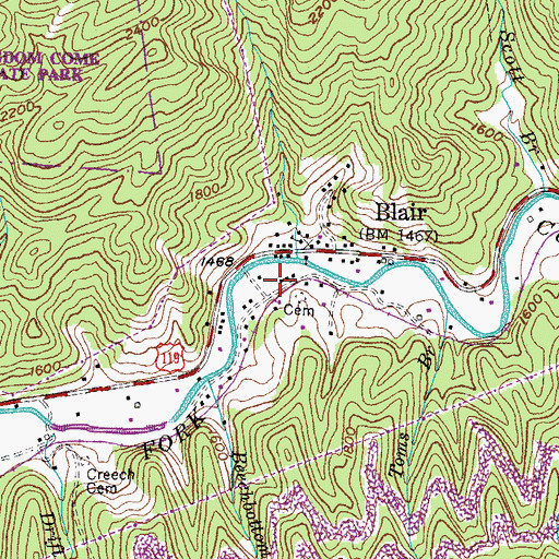 Topographic Map of Blair Post Office (historical), KY