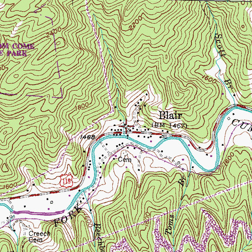 Topographic Map of Blair School (historical), KY