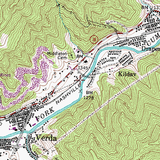 Topographic Map of Casco Railroad Station (historical), KY