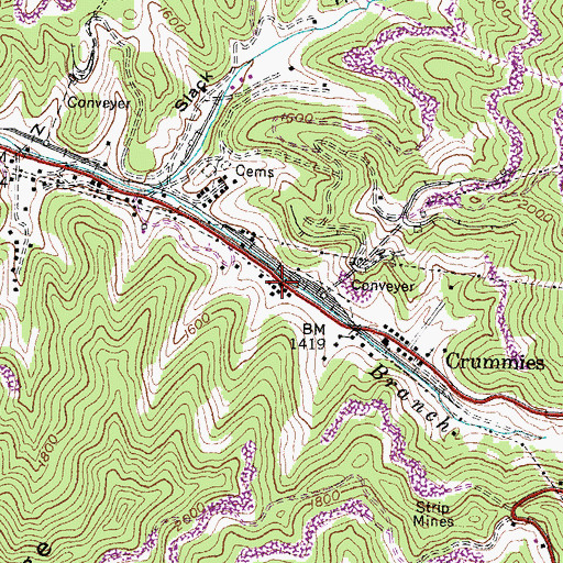 Topographic Map of Cassity Railroad Station (historical), KY