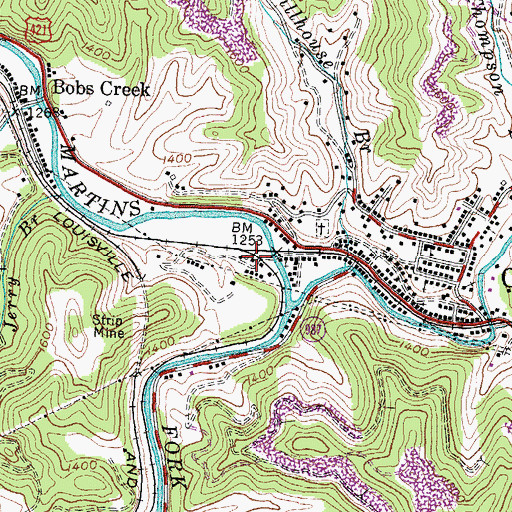 Topographic Map of Cawood Post Office (historical), KY