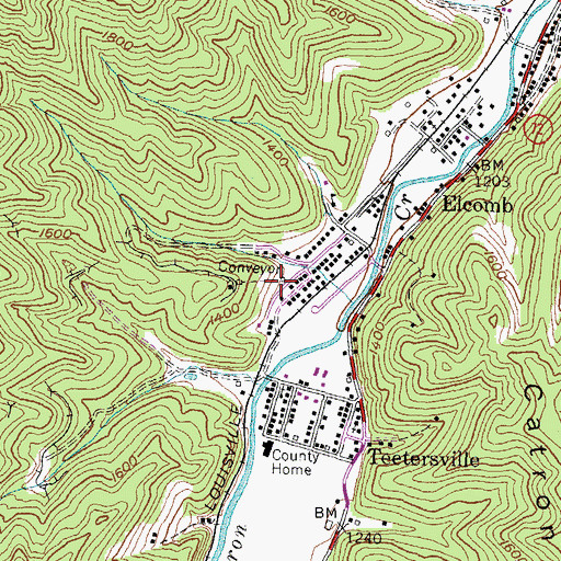 Topographic Map of Cello Post Office (historical), KY