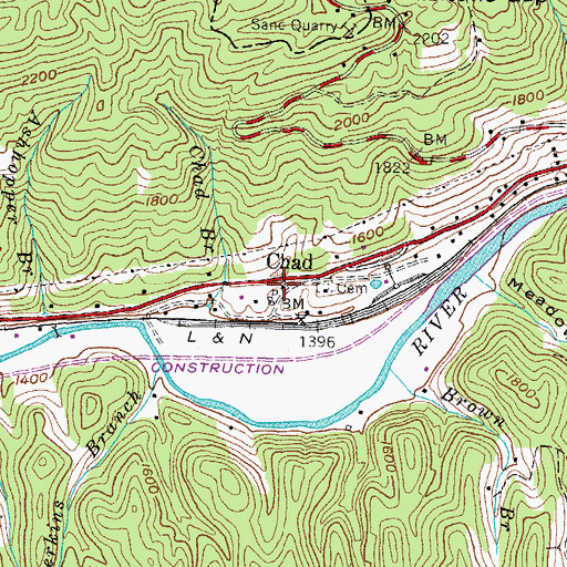 Topographic Map of Chad Post Office (historical), KY