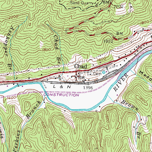 Topographic Map of Chad Railroad Station (historical), KY