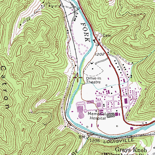 Topographic Map of Coburn Railroad Station (historical), KY