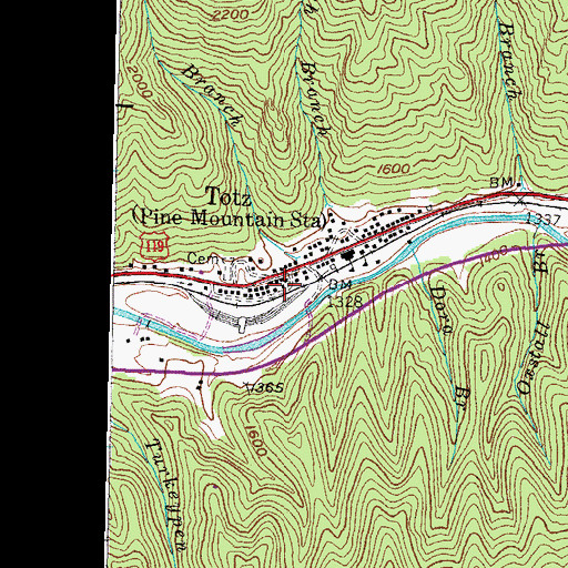 Topographic Map of Colton Railroad Station (historical), KY