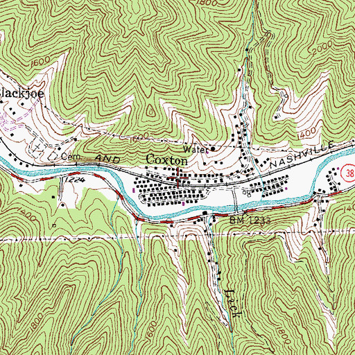 Topographic Map of Coxton Railroad Station (historical), KY