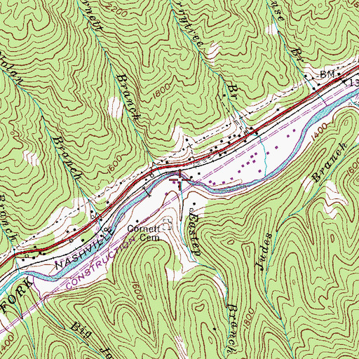 Topographic Map of Creech Post Office (historical), KY