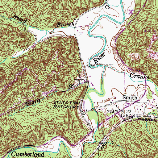 Topographic Map of Creed Smith Store and Sawmill (historical), KY