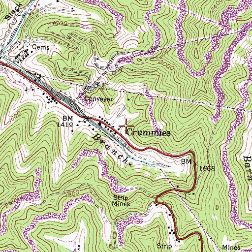 Topographic Map of Crummies Post Office (historical), KY