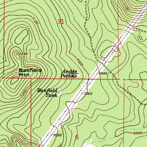 Topographic Map of Andys Pothole, AZ