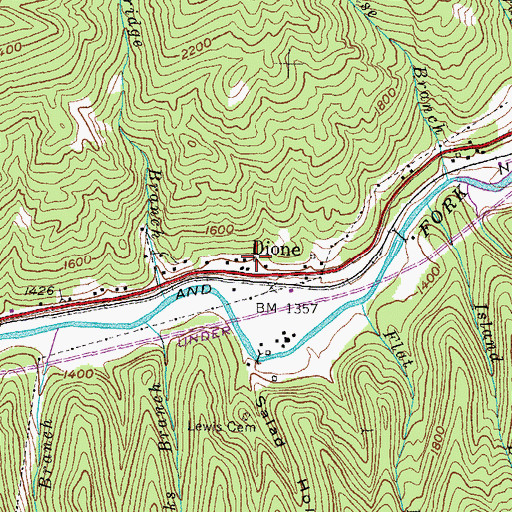 Topographic Map of Dione Post Office (historical), KY