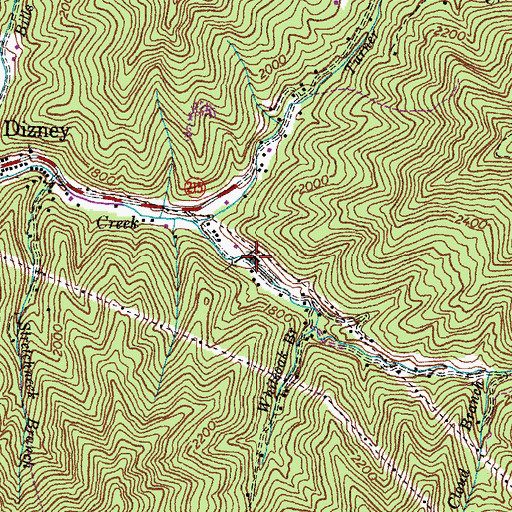 Topographic Map of Dizney Post Office (historical), KY