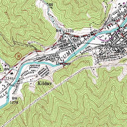 Topographic Map of Draper Post Office (historical), KY