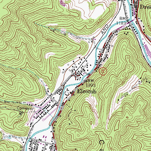 Topographic Map of Elcomb Post Office (historical), KY