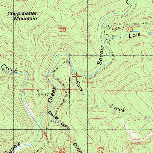 Topographic Map of Bars Creek, CA