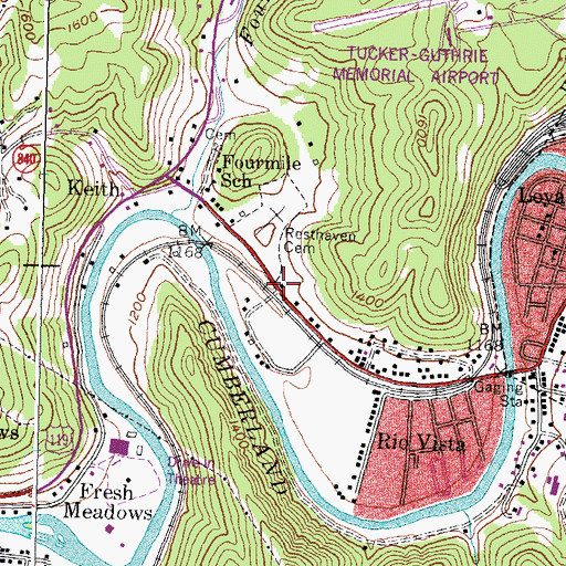 Topographic Map of Emerling Railroad Station (historical), KY
