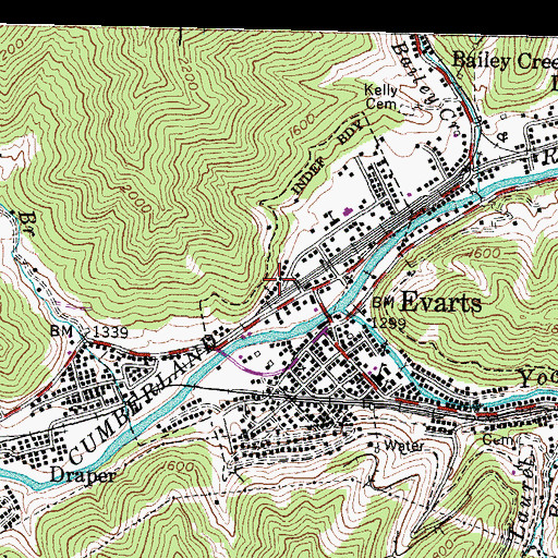 Topographic Map of Fisk Railroad Station (historical), KY