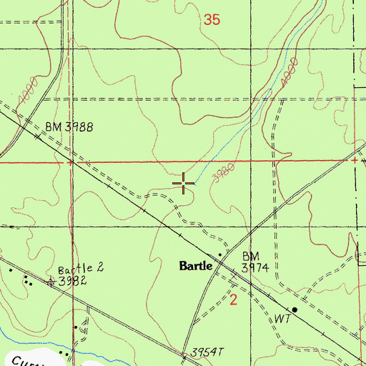 Topographic Map of Bartle Creek, CA