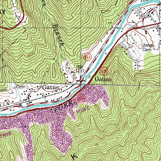Topographic Map of Gatun Railroad Station (historical), KY
