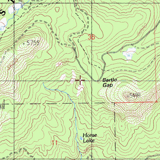 Topographic Map of Bartle Gap, CA