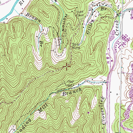 Topographic Map of Grassy Gap, KY