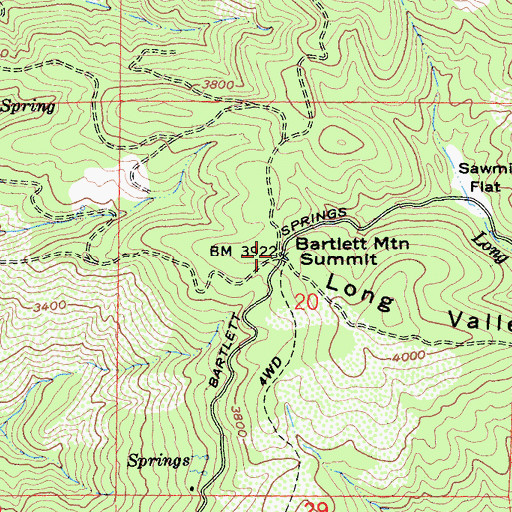 Topographic Map of Bartlett Mountain Summit, CA
