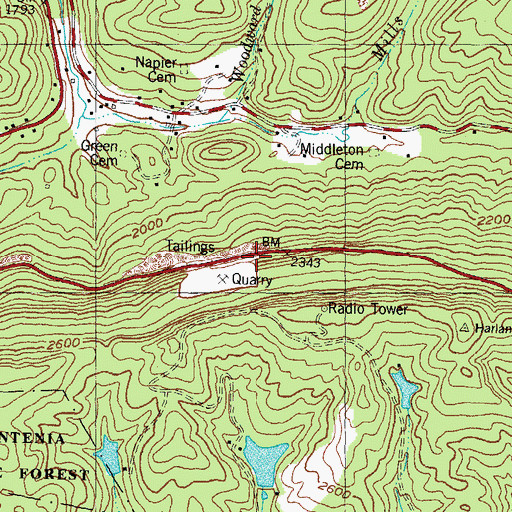 Topographic Map of Hazard Gap, KY