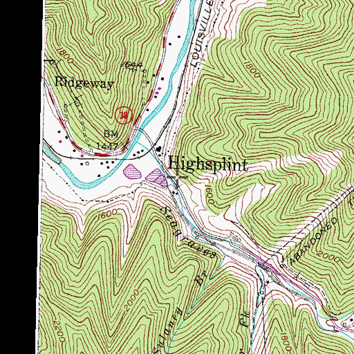 Topographic Map of Highsplint Post Office (historical), KY