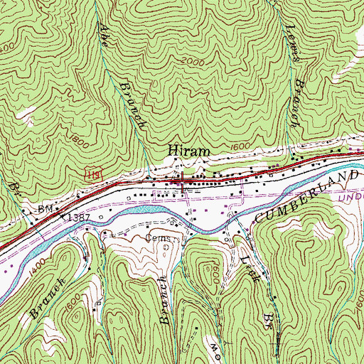 Topographic Map of Hiram Railroad Station (historical), KY