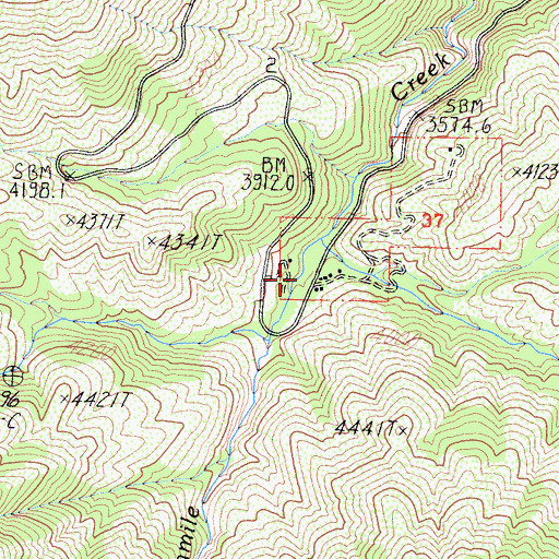 Topographic Map of Bartons Resort, CA