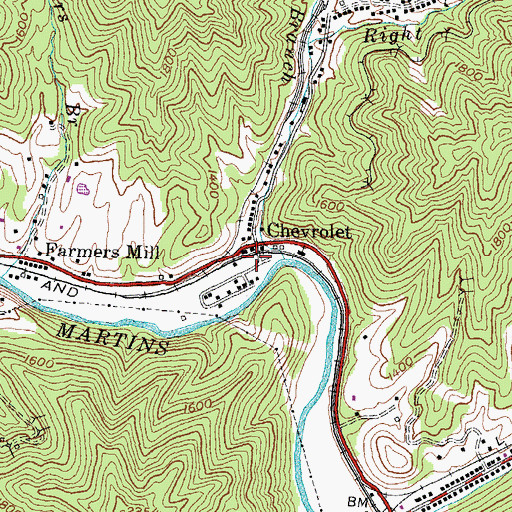 Topographic Map of Chevrolet Post Office (historical), KY