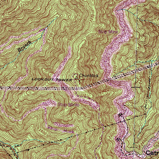 Topographic Map of Chuncklick Look Out Tower, KY