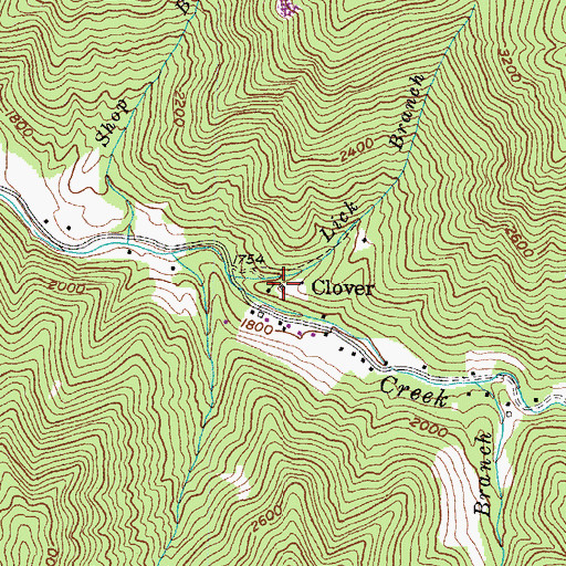 Topographic Map of Clover Post Office (historical), KY