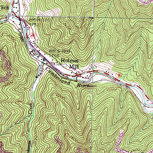 Topographic Map of Holmes Mill (historical), KY