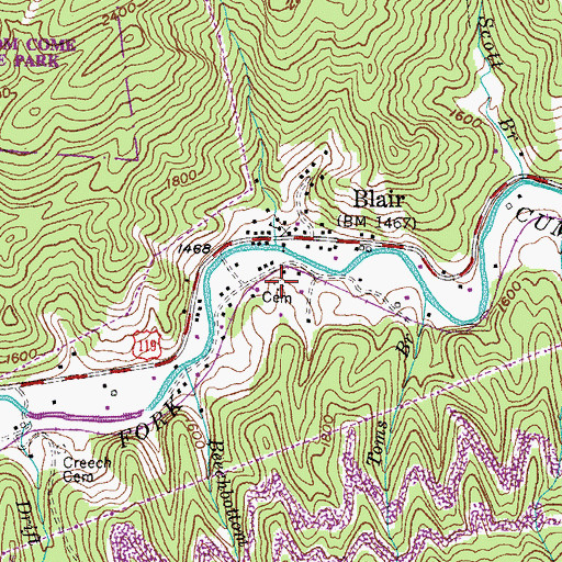 Topographic Map of Israel Blair Cemetery, KY
