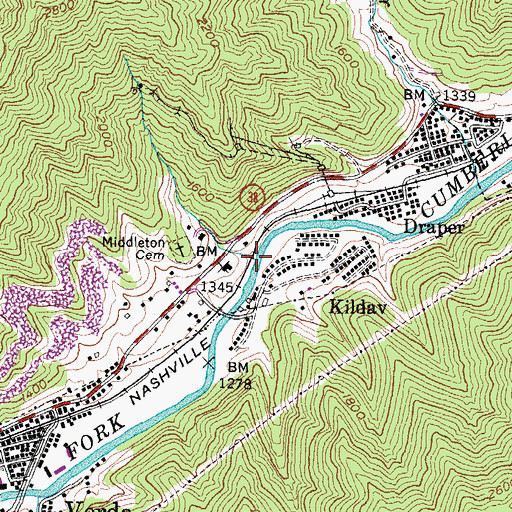 Topographic Map of James Creek, KY
