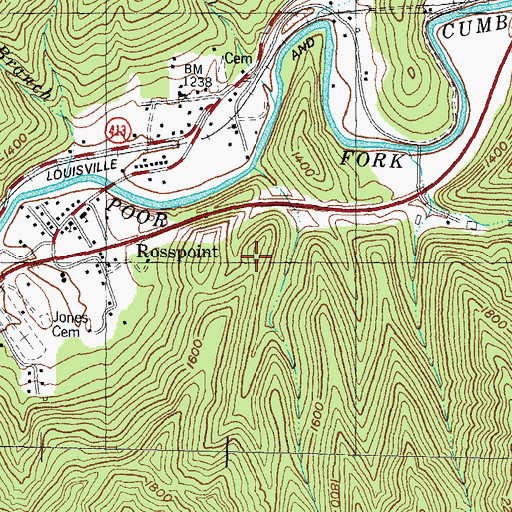 Topographic Map of Jonesburg Post Office (historical), KY