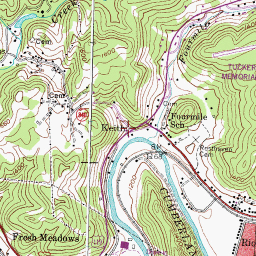 Topographic Map of Keith Post Office (historical), KY