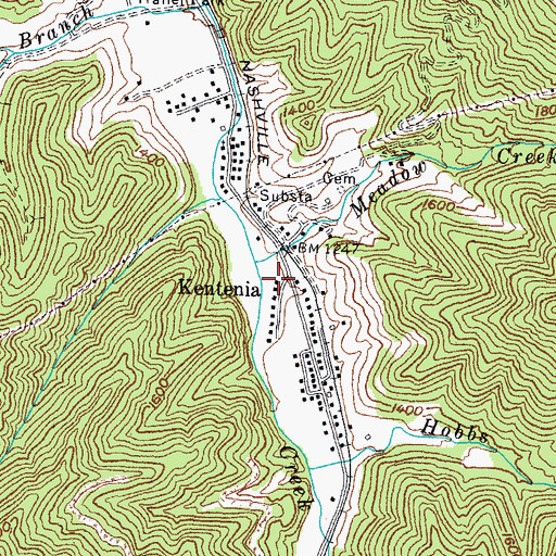 Topographic Map of Kentenia Post Office (historical), KY