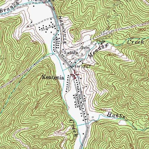 Topographic Map of Kentenia Railroad Station (historical), KY